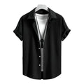 Men's Fashionable Casual Shirt Solid Color Polyester Fiber Leisure Wrinkle Fashion Men's Short Sleeve Shirt