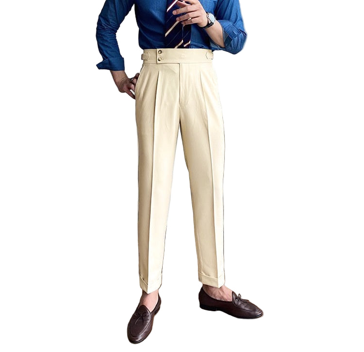 Men's Fashionable Business Casual Formal Pants Solid Color High Waist Straight Men's Business Suit Casual Pants - Acquisti Online