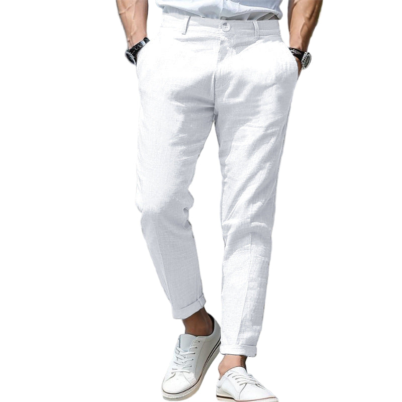 Men's Linen Summer Button Front Slant Pocket Straight-leg pant - Acquisti Online
