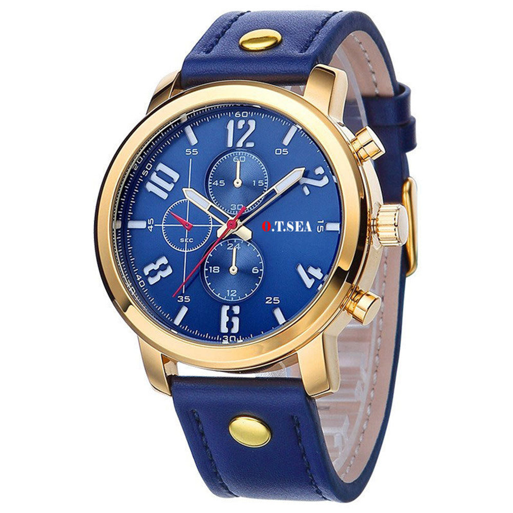 Orologio al quarzo da uomo con cinturino a tre occhi