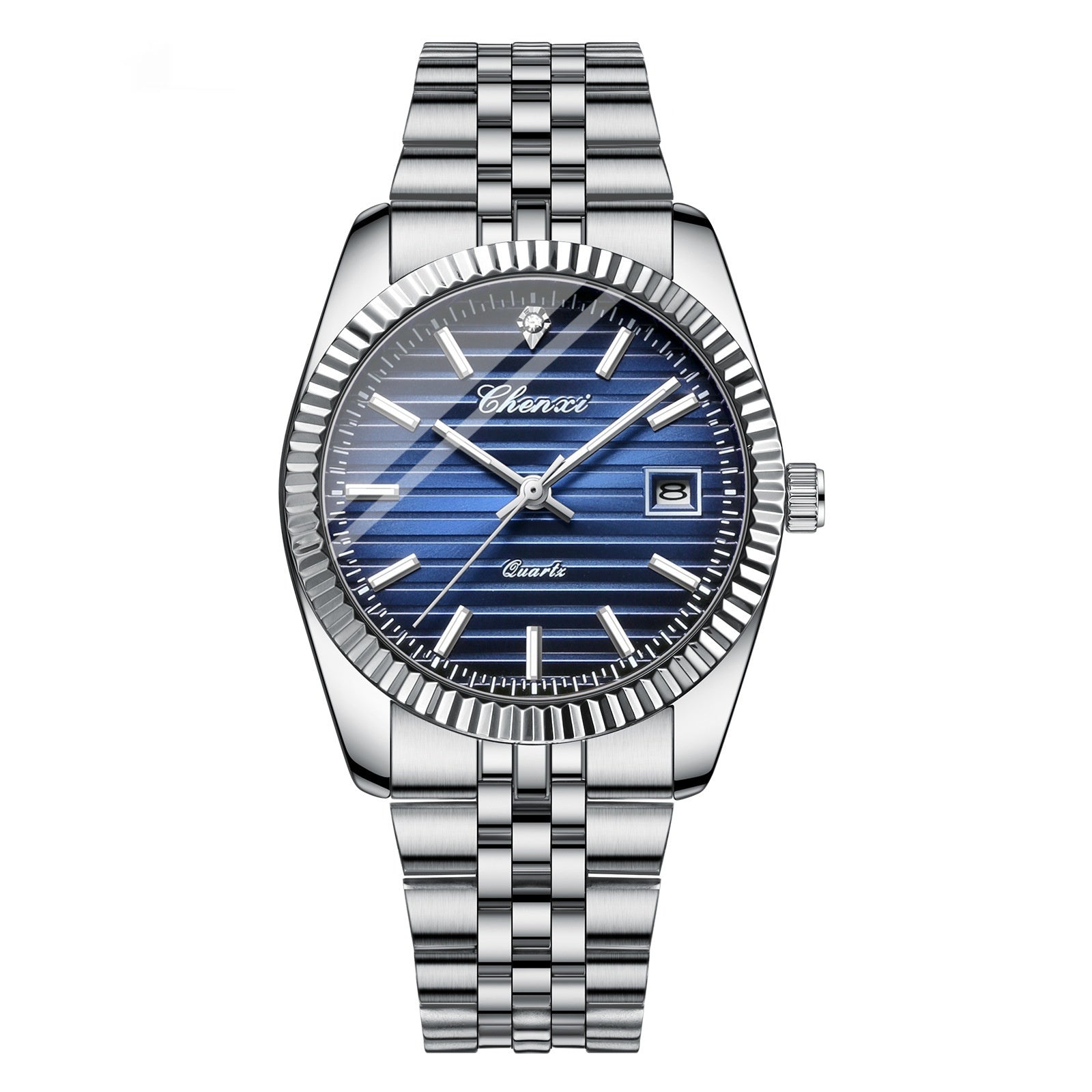 Orologio da uomo di lusso Chenxi in acciaio inossidabile, impermeabile, con data luminosa, orologio da uomo al quarzo casual