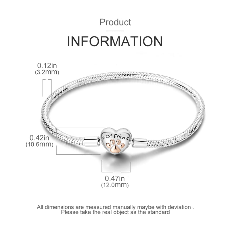 Braccialetti alla moda da donna in argento sterling 925 placcato in rame bianco, perline pendenti fai da te Panjia per realizzare catene a forma di osso di serpente