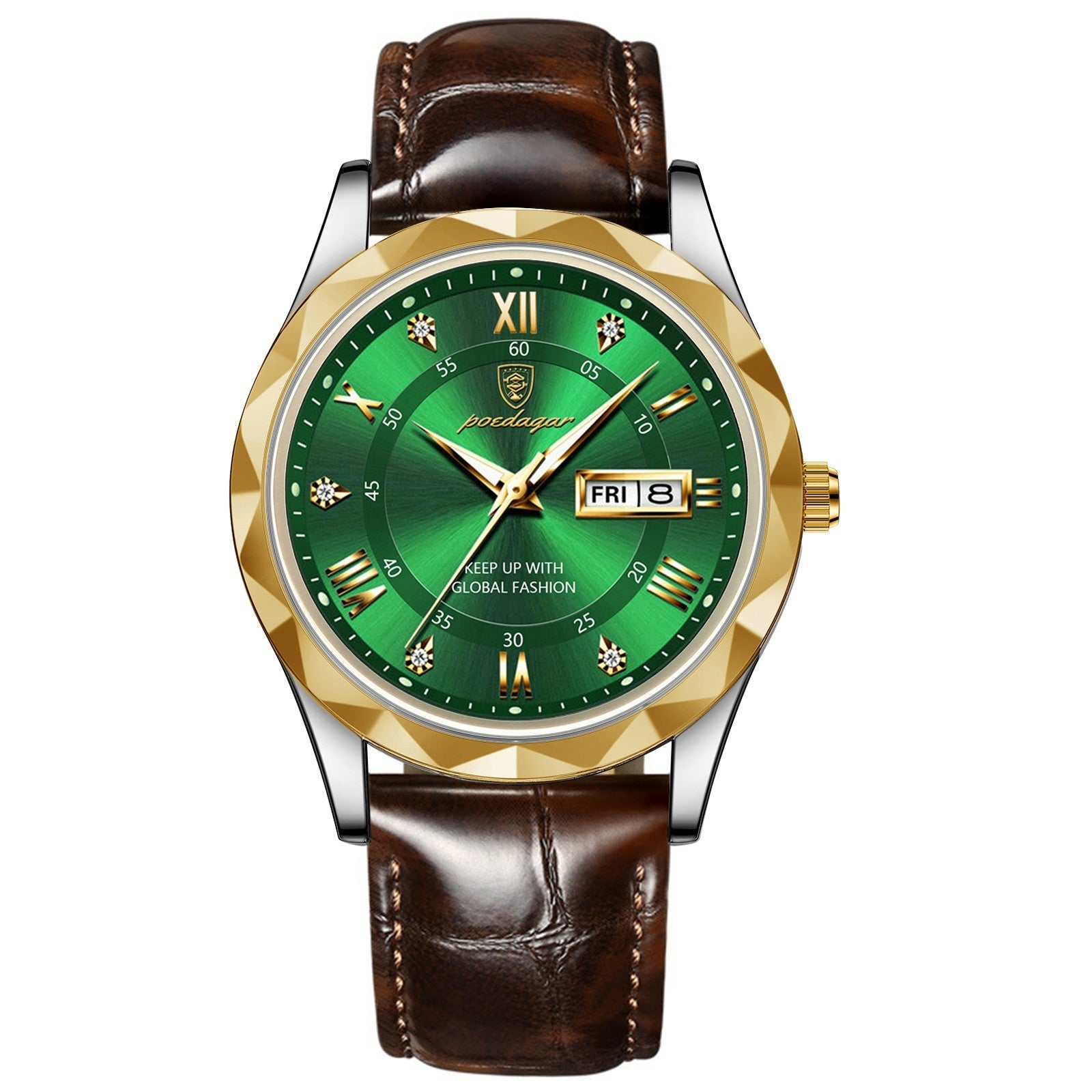 POEDAGAR Luxury Business Men's Wrist Watch Waterproof Luminous Date Week Men's Watch for Men Quartz Watch Leather Men's Watches reloj