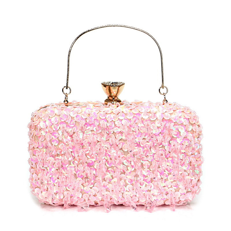 Luxe handtas voor dames met pailletten, handtas voor feestdiner, damesavondtas met ketting, damesbanket clutch