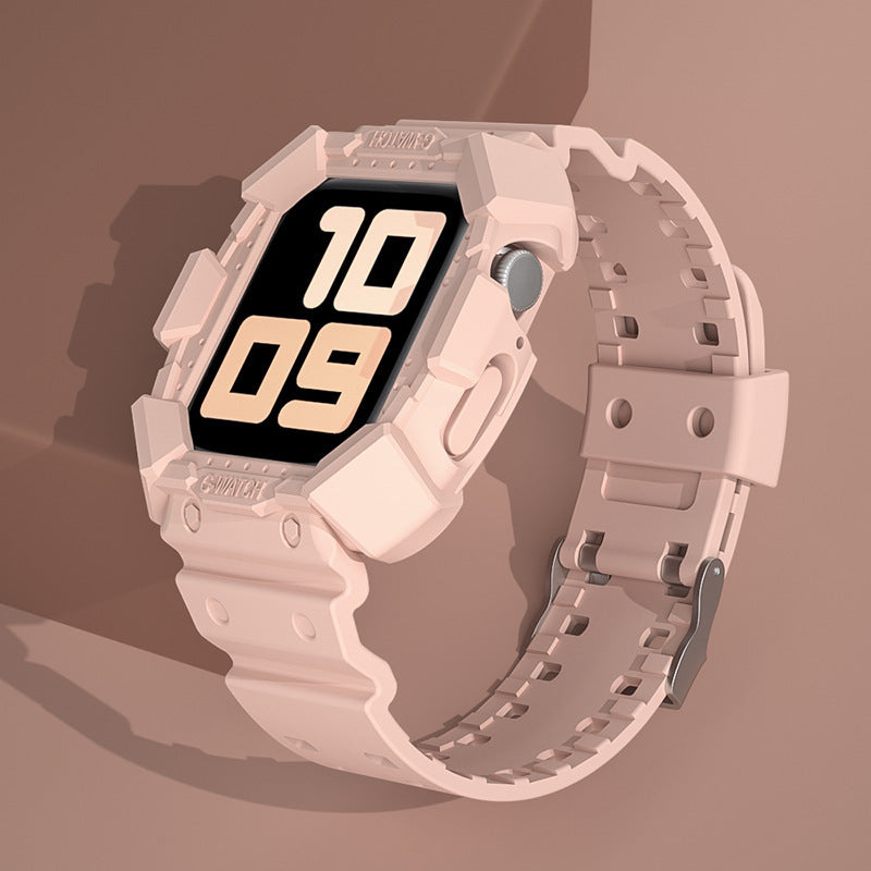 Compatibel met Apple, geschikt voor Iwatch6 Apple Watch-band Siliconen creatieve horlogekast met één