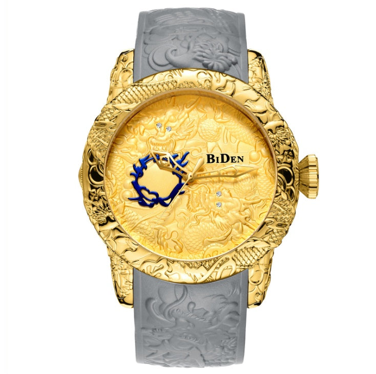 Biden Women's Luxury Design Quartz Watches Fashion 3D Engraved Dragon Relogio Masculino Luxury Women's Quartz Watch