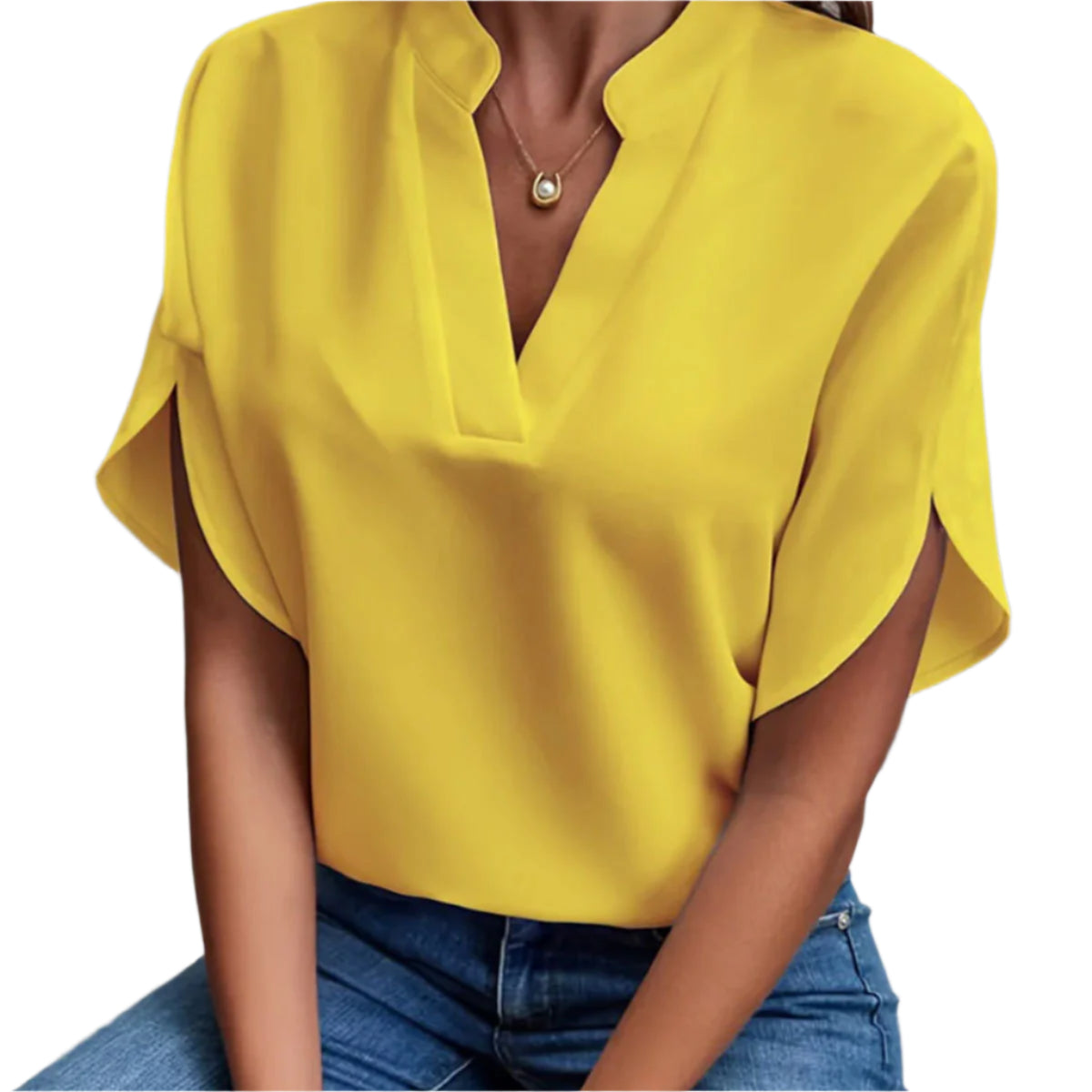 Zomers kort mouwen chiffon shirt Nieuw V-hals shirt Dames casual veelzijdige kleding