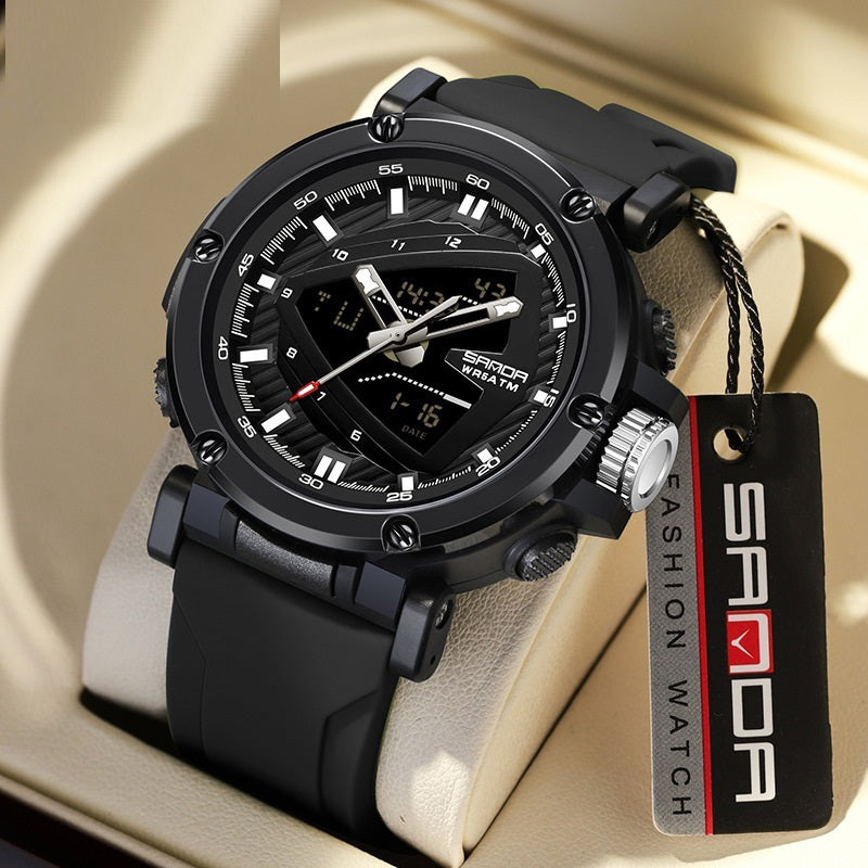 Sanda 9052 Durable Outdoor Men's Analog Digital Watch Vibration Sports Watch Men's Fashion Waterproof Electronic Watch