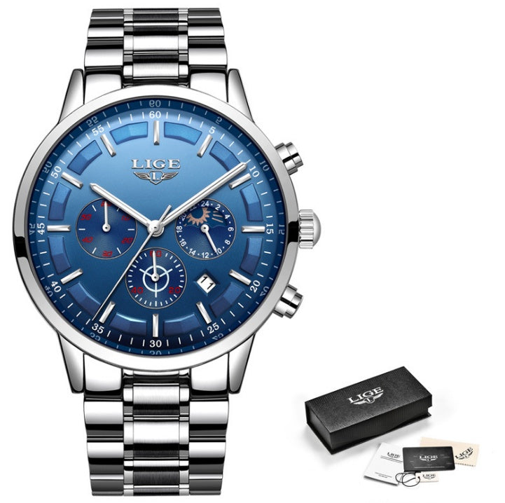 Men's personality fashion trend casual waterproof moon phase quartz watch