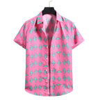 Modieus herenoverhemd van katoen met revers en een slim-fit print van bamboe