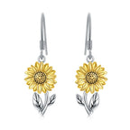 Women Fashionable Earring 925 Sterling Silver Rhodium Plated Sunflower Hook Earrings High Quality Women Earrings