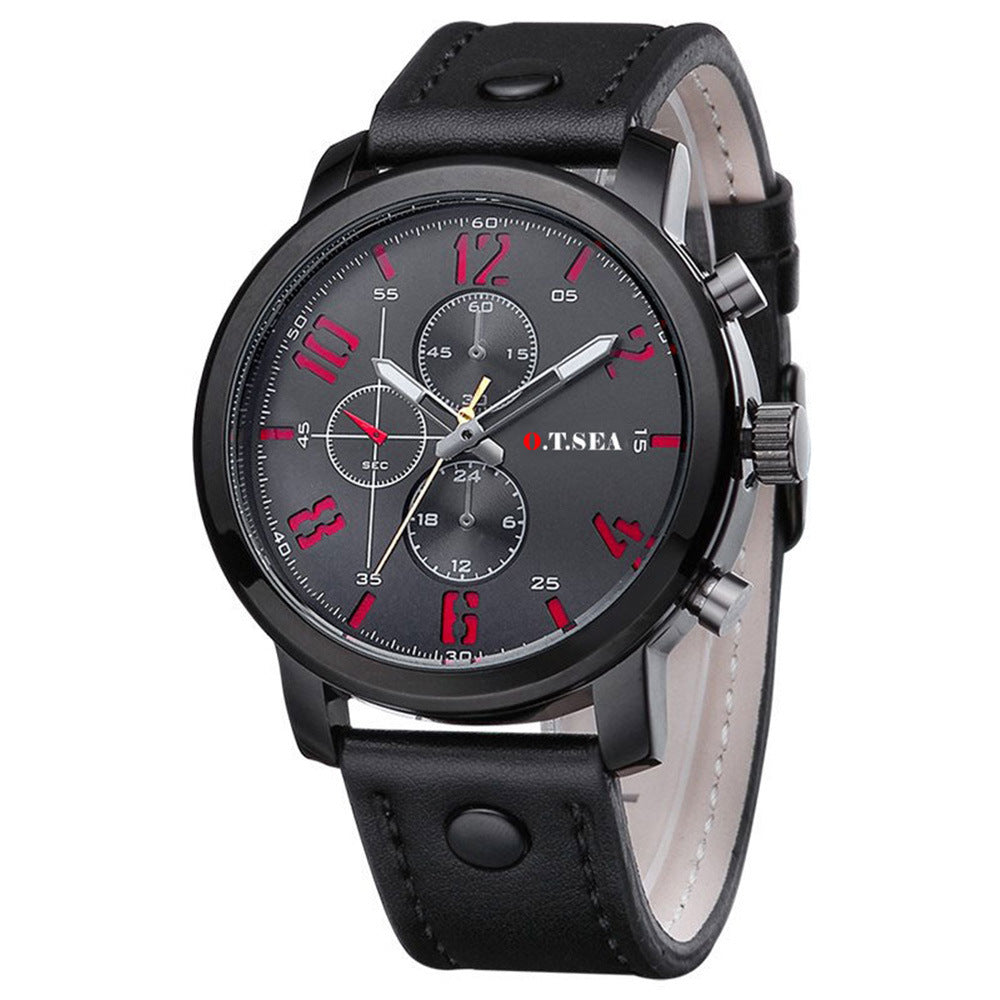 Orologio al quarzo da uomo con cinturino a tre occhi