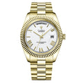 Men Automatic Movement Gold Color Steel Band Waterproof Watch - Acquisti Online