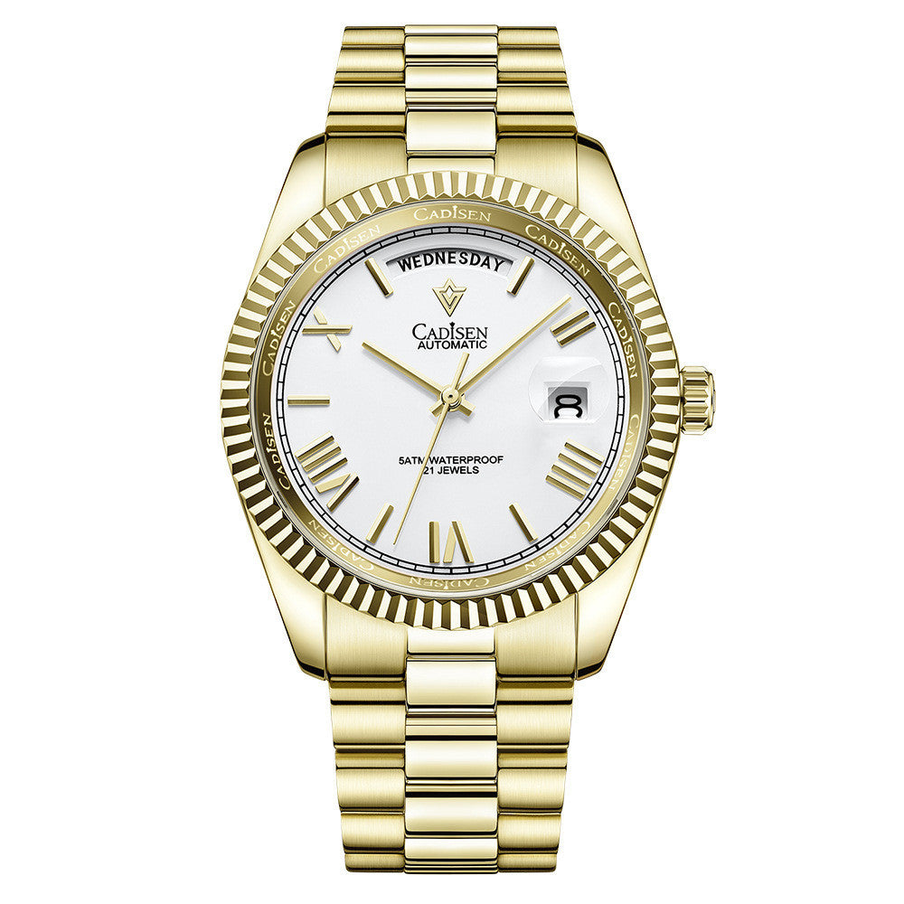Orologio meccanico impermeabile in vetro da uomo alla moda