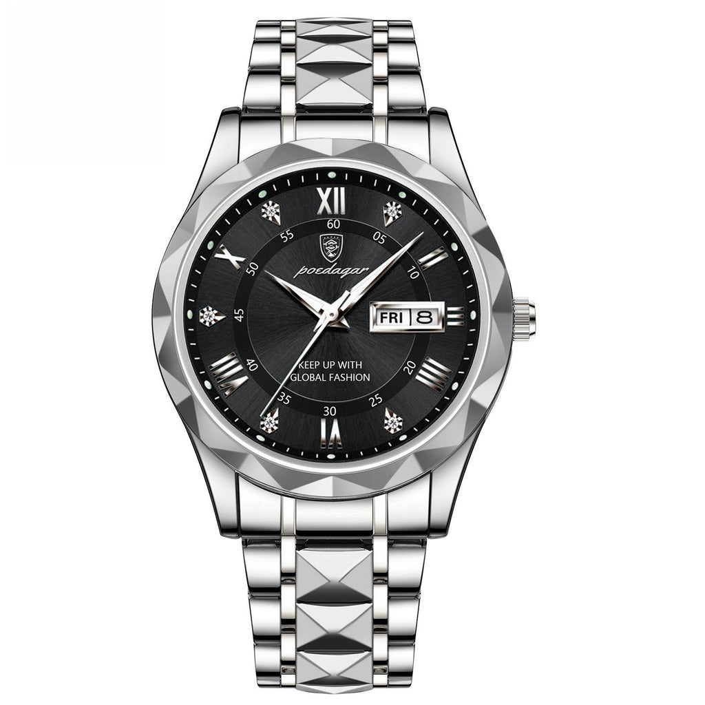 Waterdicht herenhorloge met dubbele kalender en lichtgevend quartzhorloge