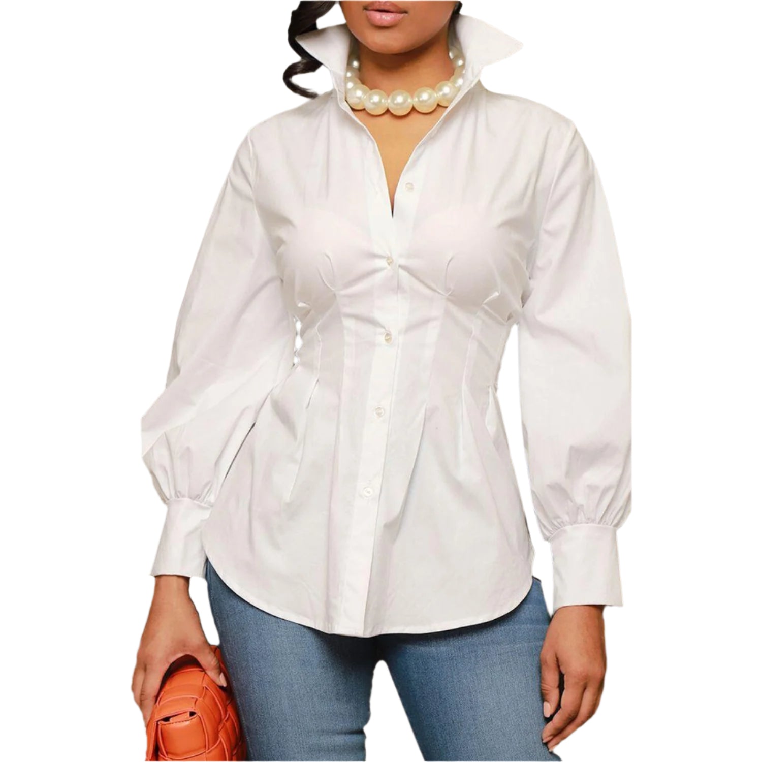 Dames slim fit overhemd met knoopjes