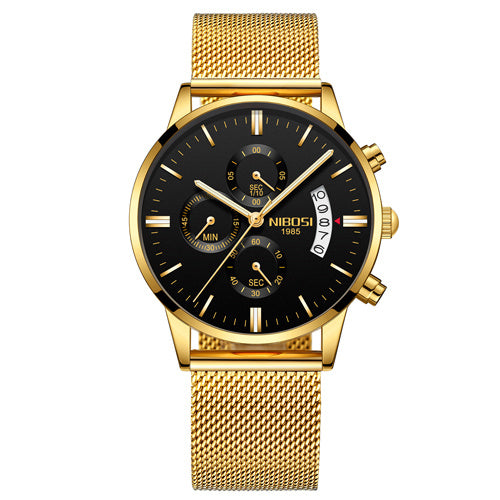 Men Watch Chronograph Sport Mens Waterproof Full Steel Quartz watch
