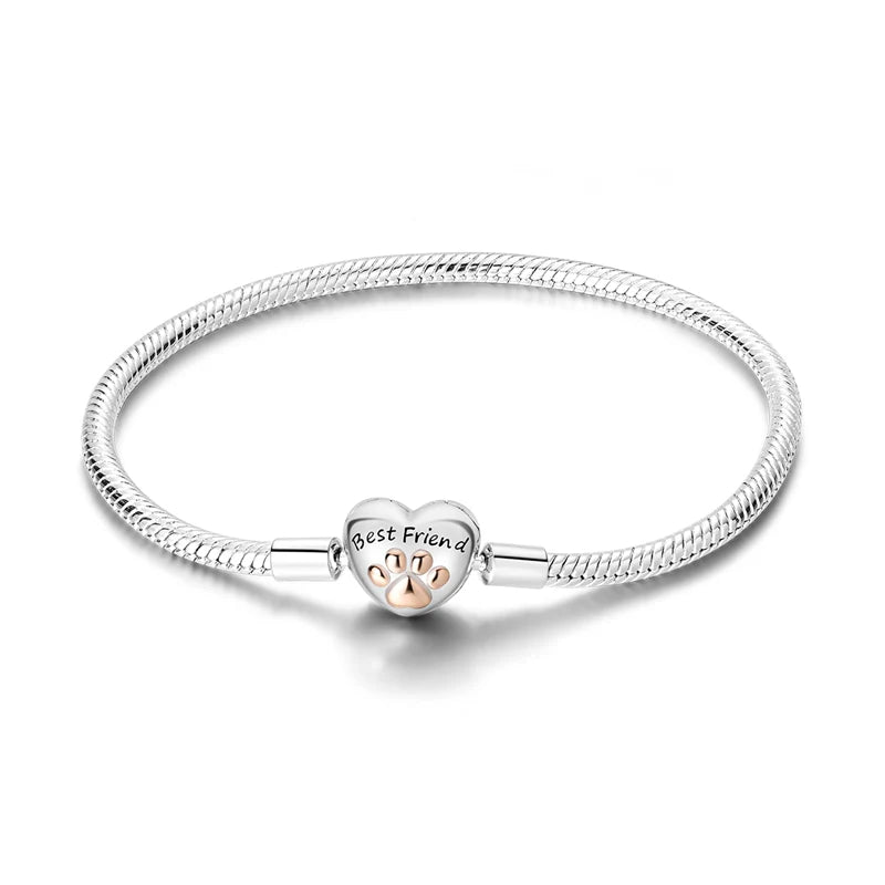 Braccialetti alla moda da donna in argento sterling 925 placcato in rame bianco, perline pendenti fai da te Panjia per realizzare catene a forma di osso di serpente