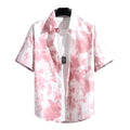 Men's Fashionable Casual Shirt Solid Color Polyester Fiber Ice Silk Breathable Short Sleeve High-end Printed Men's Shirt - Acquisti Online