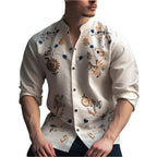 Herenoverhemd met lange mouwen en print, losjes
