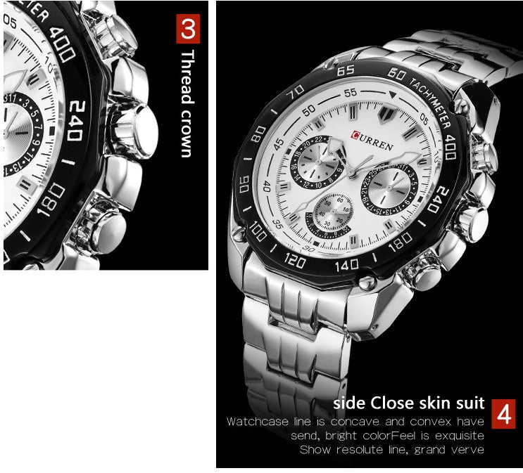 Fashion Trend Three-eye Watch Upscale Men's Steel Watch