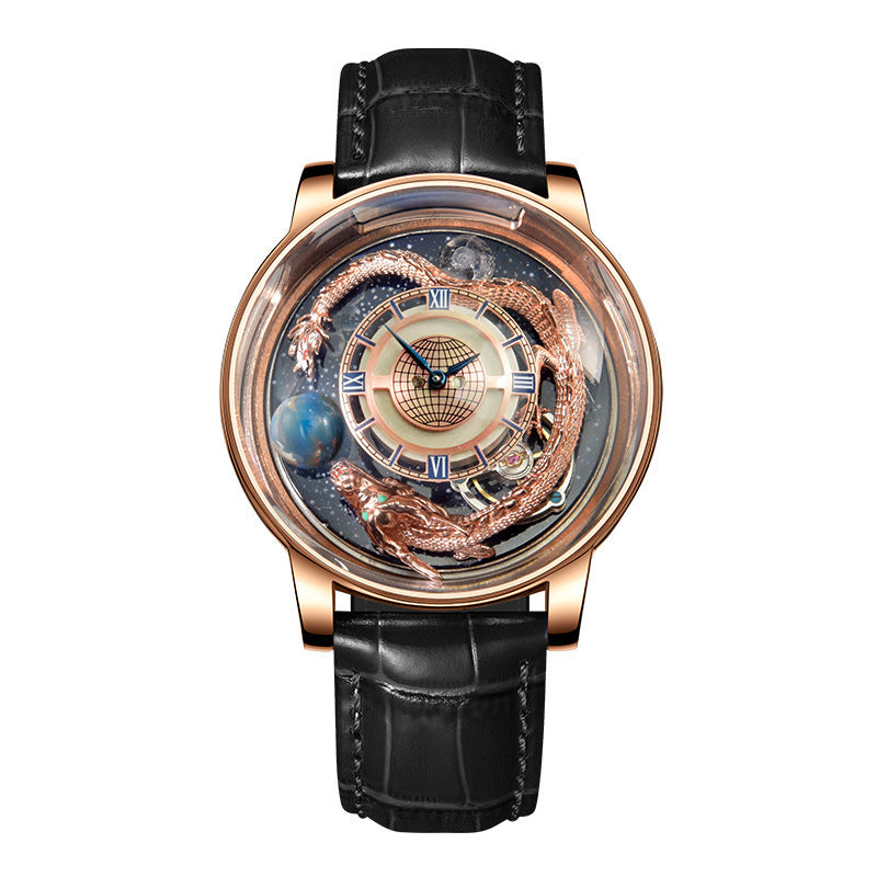PINDU DESIGN Orologio da uomo 46 mm, di alta qualità, con quadrante girevole in oro, tema terra, al quarzo, Montre Homme Jacob Relogio P6532