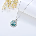 Celtic Necklace 925 Sterling Silver with Genuine Turquoise Trinity Knot Pendant Good Luck Irish Jewelry