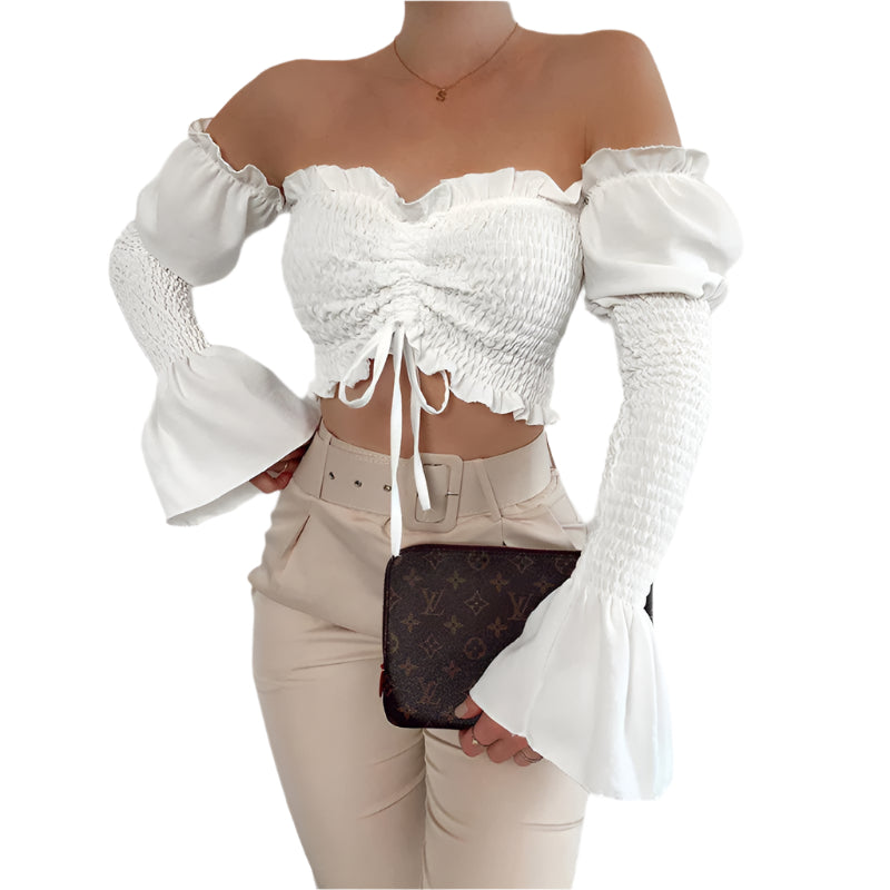 Women's One-shoulder drawstring shirt