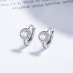925 Sterling Silver Square Round Full Diamond Earrings Women's