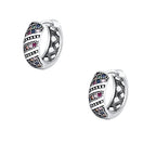 Delicate Retro Thai Silver Chaoren Ring Earrings With Micro Inlaid Colorful Zircon Earrings