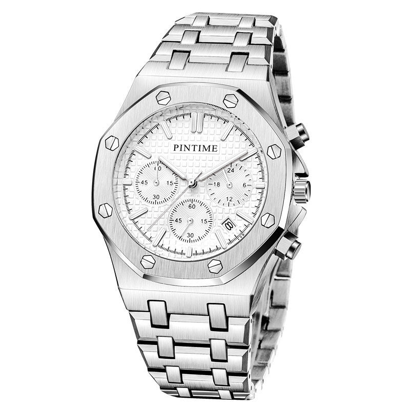 PINTIME Orologi da polso cronografo da uomo alla moda con movimento al quarzo, orologi da polso al quarzo impermeabili