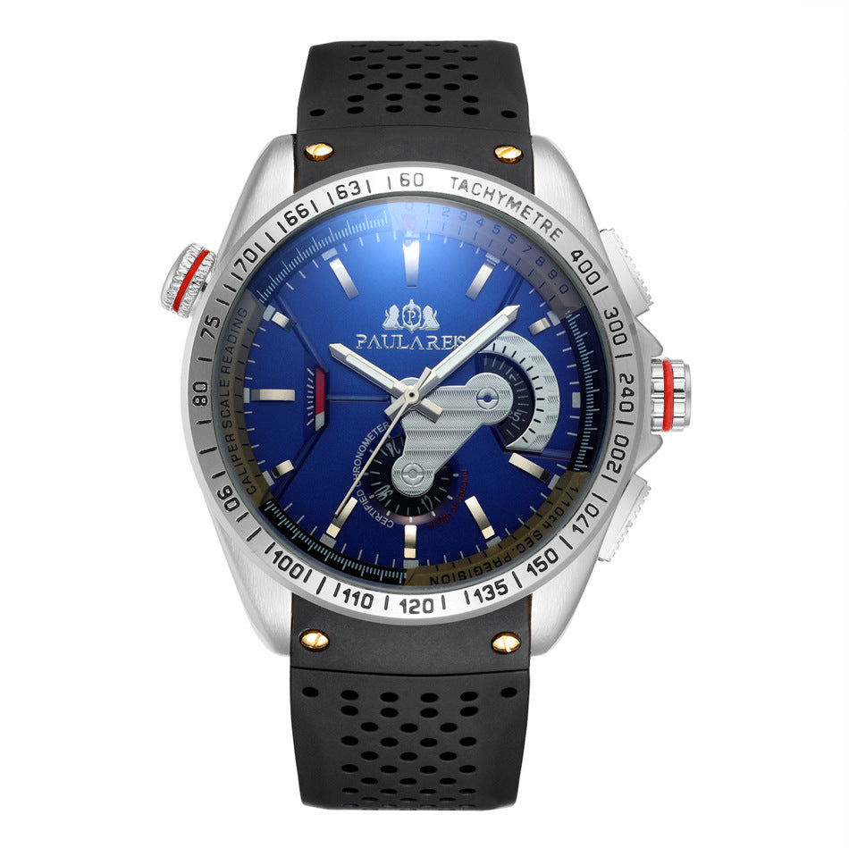 Orologio da uomo classico PAULAREIS meccanico automatico multifunzionale con nastro nottilucente