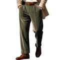 Heren modieuze zakelijke casual formele broek effen kleur middelhoge taille fluwelen voorzak rechte heren casual broek