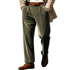 Men's Formal Velvet Front Pocket Straight Trousers