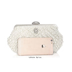 Women Evening Bags Embroidery Shell Flower Diamonds Prom Clutch With Handle Pearl Handbags Pearl Vintage Ladies Banquet Bag