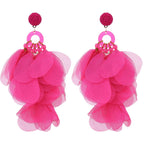 Handmade fabric floral earrings women's fashion exaggerated long earrings