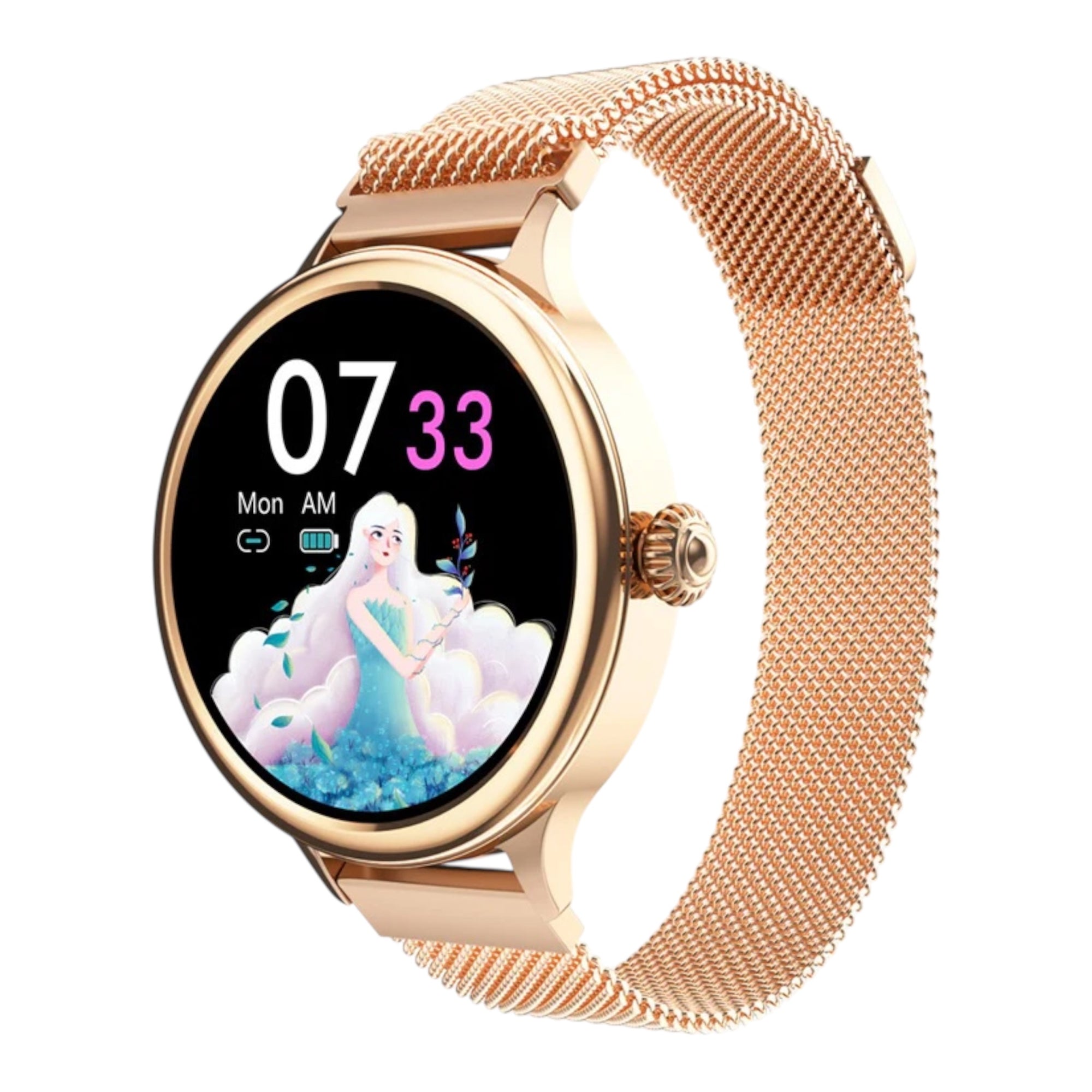 Orologio intelligente da donna NX7 con bracciale AMLOED, schermo da 1,1 pollici, chiamate BT, monitoraggio della salute e del fitness, orologio intelligente da donna