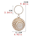 Women Retro Pearl Evening Clutch Bag Women Handheld Round Dress Bag Luxury Beaded Wedding Party Bag Banquet Bags