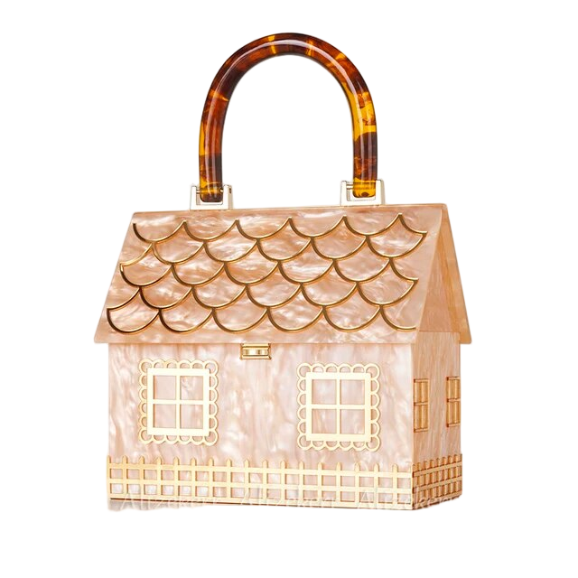 Women's Luxury Alizekerr Acrylic Box Hand Bags Fashionable Acrylic Handle House Shaped Purses And Handbags