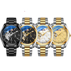 Orologio meccanico automatico da uomo impermeabile con sole, luna e stelle
