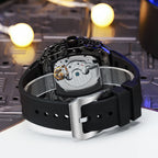 Dulunwe Fashion Skeleton Flywheel Sports Watches For Men Automatic Mechanical Watch Luxury Luminous WristWatch