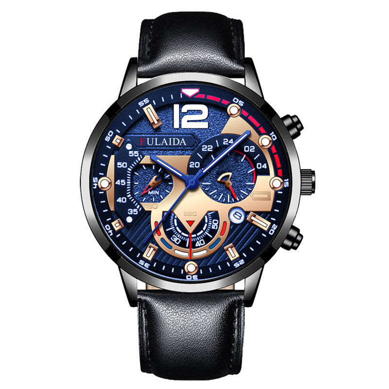 Fashion Men Business Casual Leather Band Watch - Acquisti Online