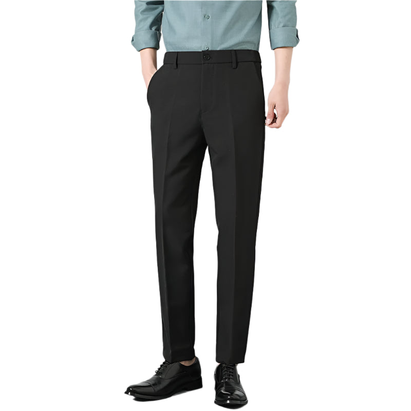 Heren modieuze zakelijke casual formele broek effen kleur polyester rits gulp micro elasticiteit heren casual formele broek