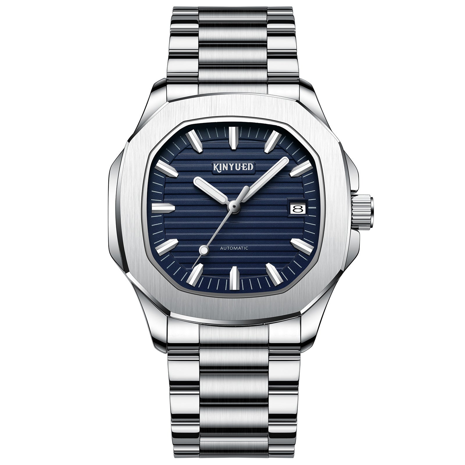 KINYUED Nuovo Arrivo Uomo Orologio Meccanico Cinturino in Acciaio Inossidabile Minimalista Business Orologio Quadrato Impermeabile