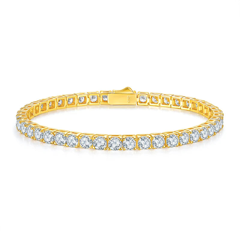 Women's Luxury Bracelets Gold Plated 925 Sterling Silver 18K Gold Plating Full Diamond Moissanite Women's Bracelets - Acquisti Online