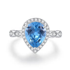 Ring met gekleurde edelstenen voor dames, S925 sterling zilver, oceaanblauw temperament, commute