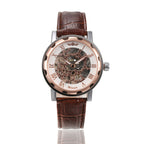 Winner Black Gold Men's Watch Relogios Skeleton Men's Watches Top Brand Luxury Montre Leather Wristwatch Men Mechanical Watch - Acquisti Online