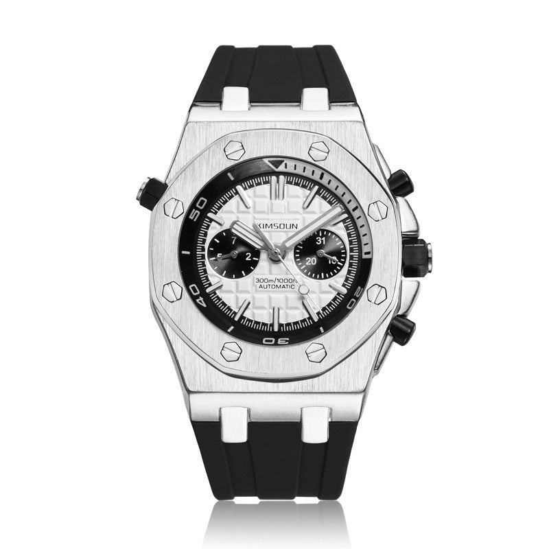 Orologio da uomo Kimsdun di lusso, meccanico automatico, cinturino in vera gomma, classico orologio meccanico automatico impermeabile di alta qualità
