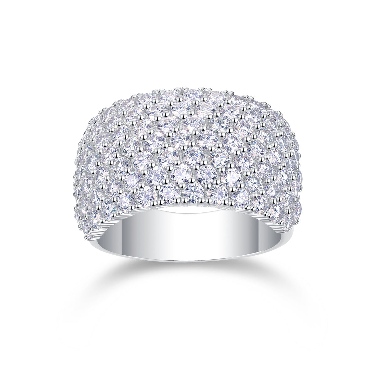 Women's Luxury Fashion Silver Rings Multiple Row Diamond Wide Rings Moissanite Rings Women Radiant Moissanite Ring - Acquisti Online