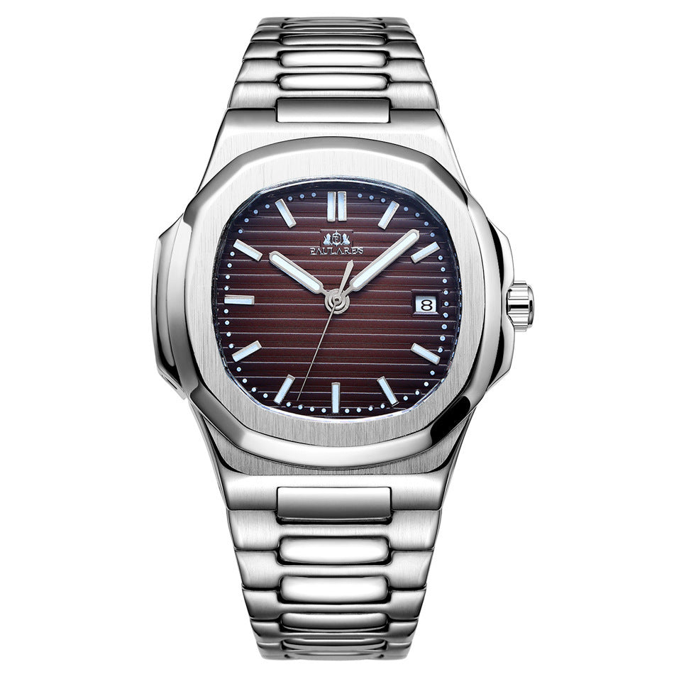 Luxe automatisch mechanisch dameshorloge met massieve stalen band, kalender en lichtgevend mechanisch horloge van roestvrij staal